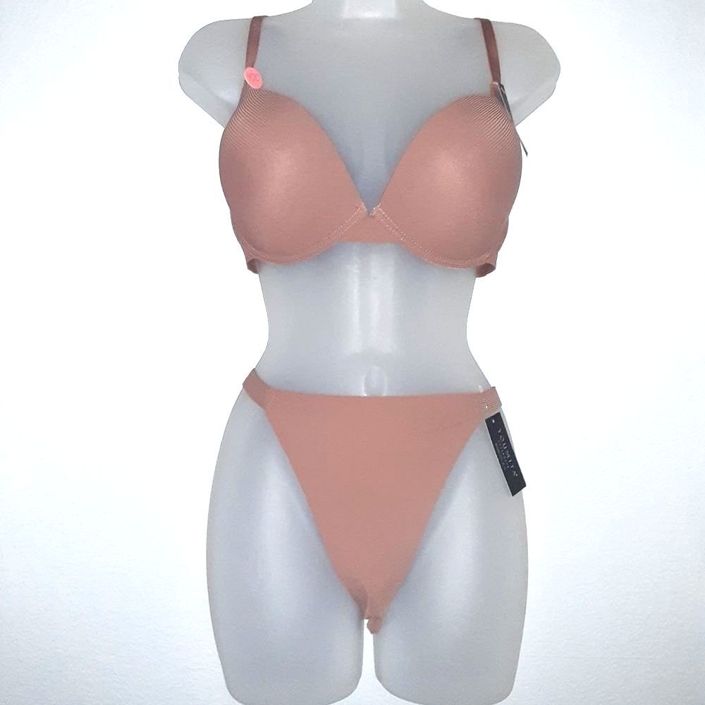 Youmita 40C Russet Push Up Bra and Large Hi-Leg Seamless Panty NWT